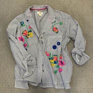 Maeve embellished striped button down shirt